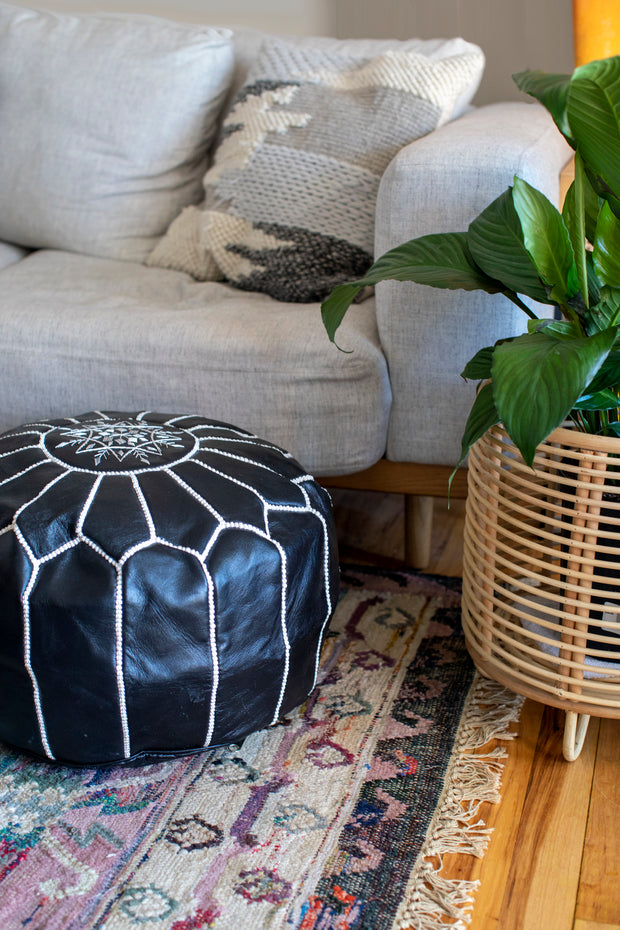 Leather Moroccan Pouf